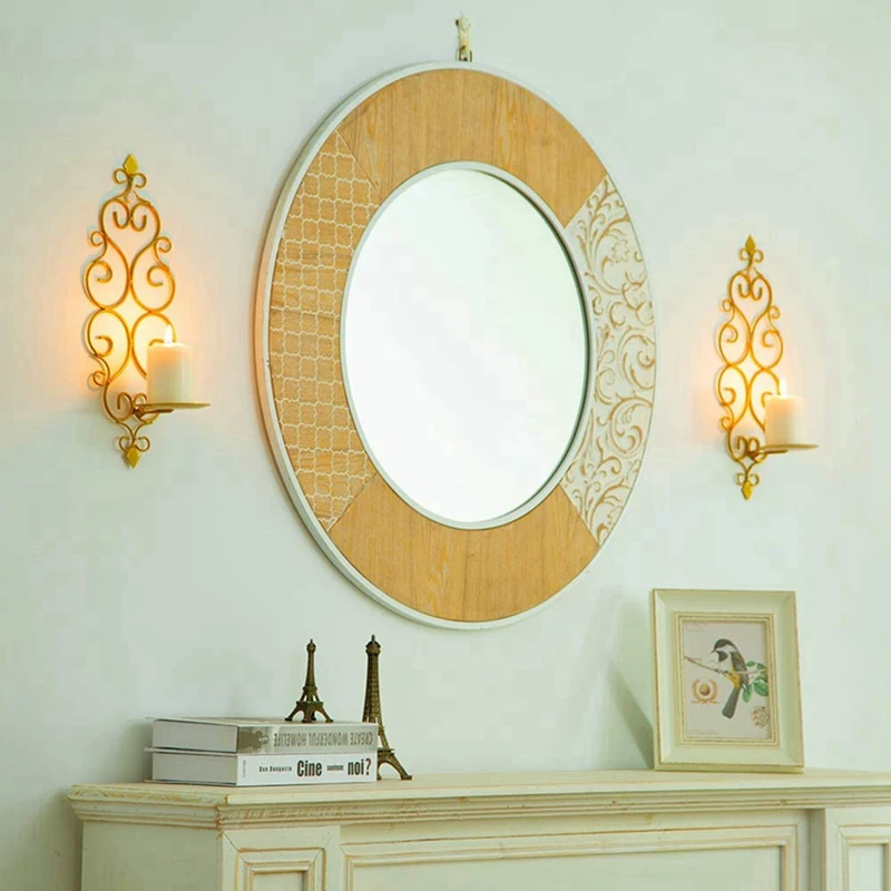 

2PCS Iron Candle Sconce Holder with Metal Wire Fruit Basket Fruit Bowl