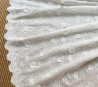 3d flower cotton lace fabric by the yard with bilateral scalloped in off white