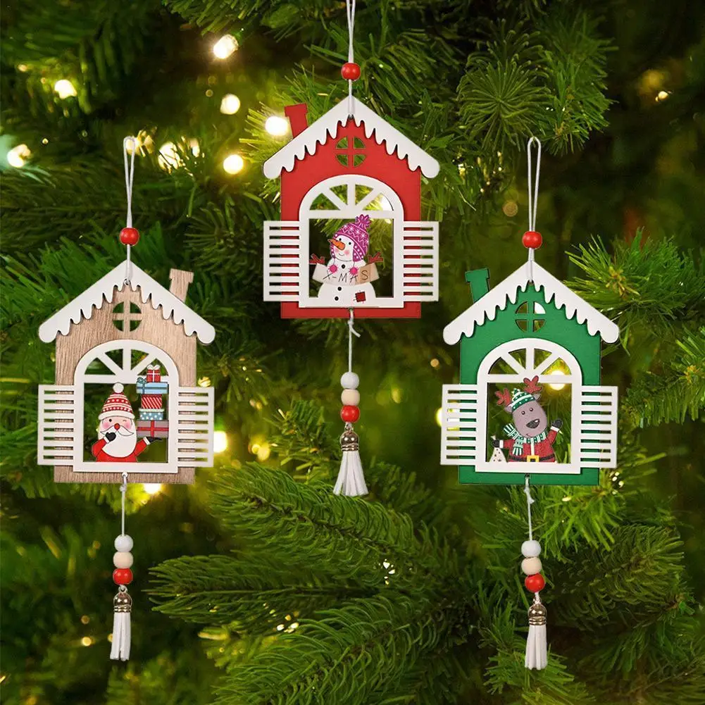 

12Pcs Christmas Snowflakes Wooden Pendants Xmas Tree Ornaments Home Hanging Decor Christmas Decorations for Home