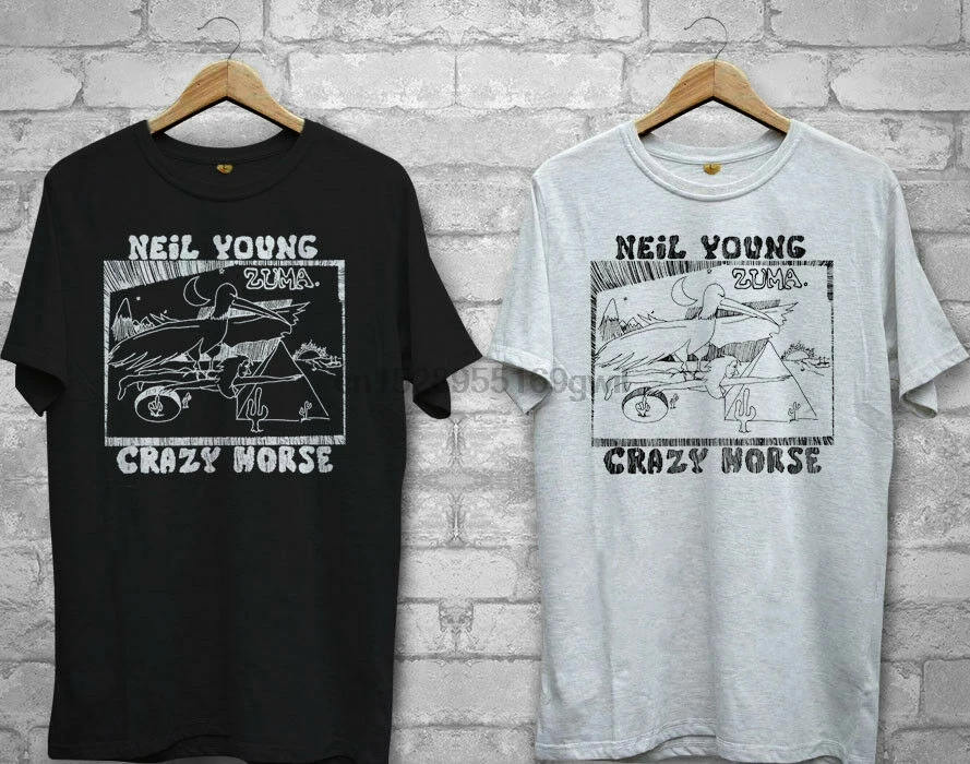 

New Neil Young Crazy horse Logo White Black T-shirt Shirts Tee XS-2Xl