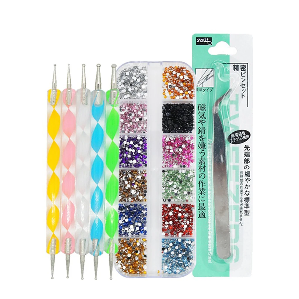 Пинцет Стразы для дизайна ногтей набор пинцетов с разноцветными кристаллами