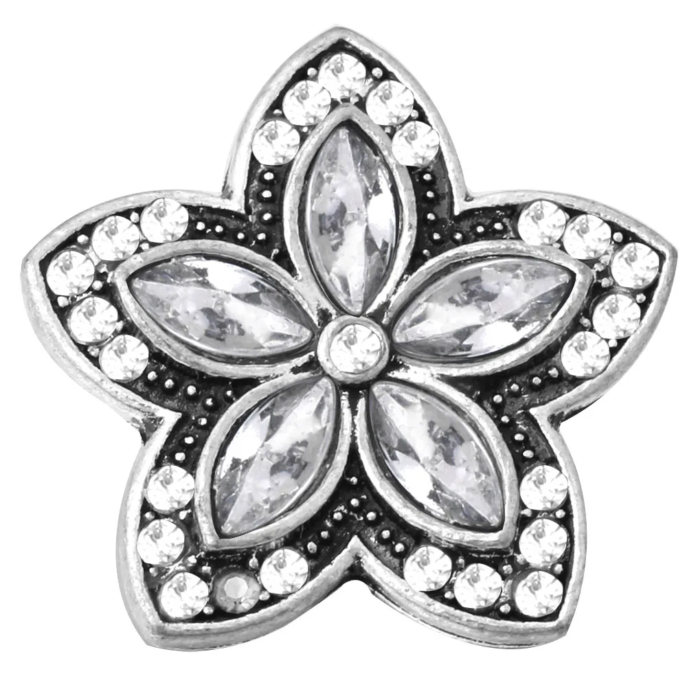 6 шт./лот кнопки-застежки ювелирные изделия белый цветок из горного хрусталя