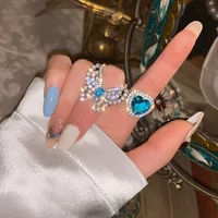 megin d white gold blue crystal full luxury zircon butterfly froz boho vintage rings for women girls couple friends gift jewelry