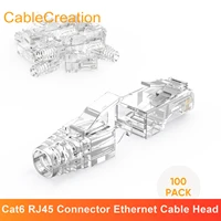 cablecreation cat6 rj45 connector 8p8c modular cat6 ethernet cable head network hood transparent gold plated plug cat6