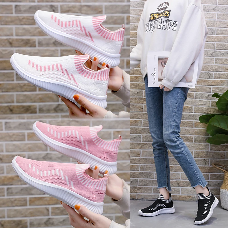 

Легкие и удобные беговые кроссовки без шнуровки, удобные амортизирующие дышащие кроссовки, повседневные женские кроссовки