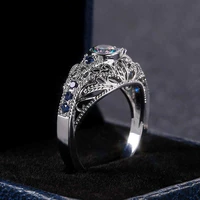 bridal set elegant rings for women sliver color wedding engagement fashion jewelry with full shiny zircon female ring size 6 10