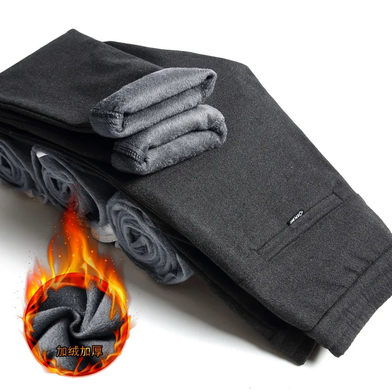 Новинка 2021 мужские зимние плотные флисовые пушистые брюки корейские