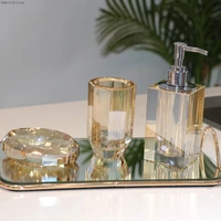 nordic high end crystal glass bathroom accessories set soap dispenser cup soap box cosmetic bottle shampoo bottle wedding gift