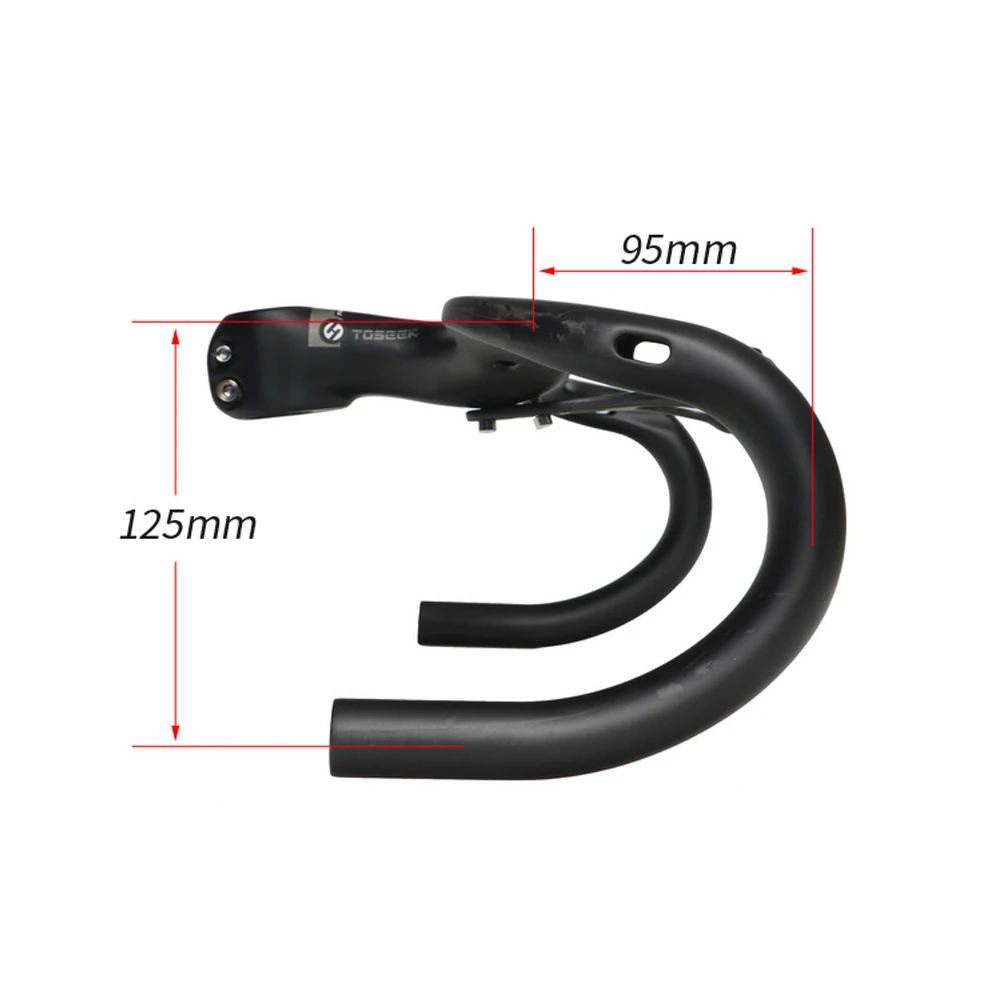 Купить TOSEEK руль полностью из углеродного волокна, шоссейный велосипед падение бар Сверхлегкий Руль интегрированный гнутый бар 95 мм 125 мм падение 400...
