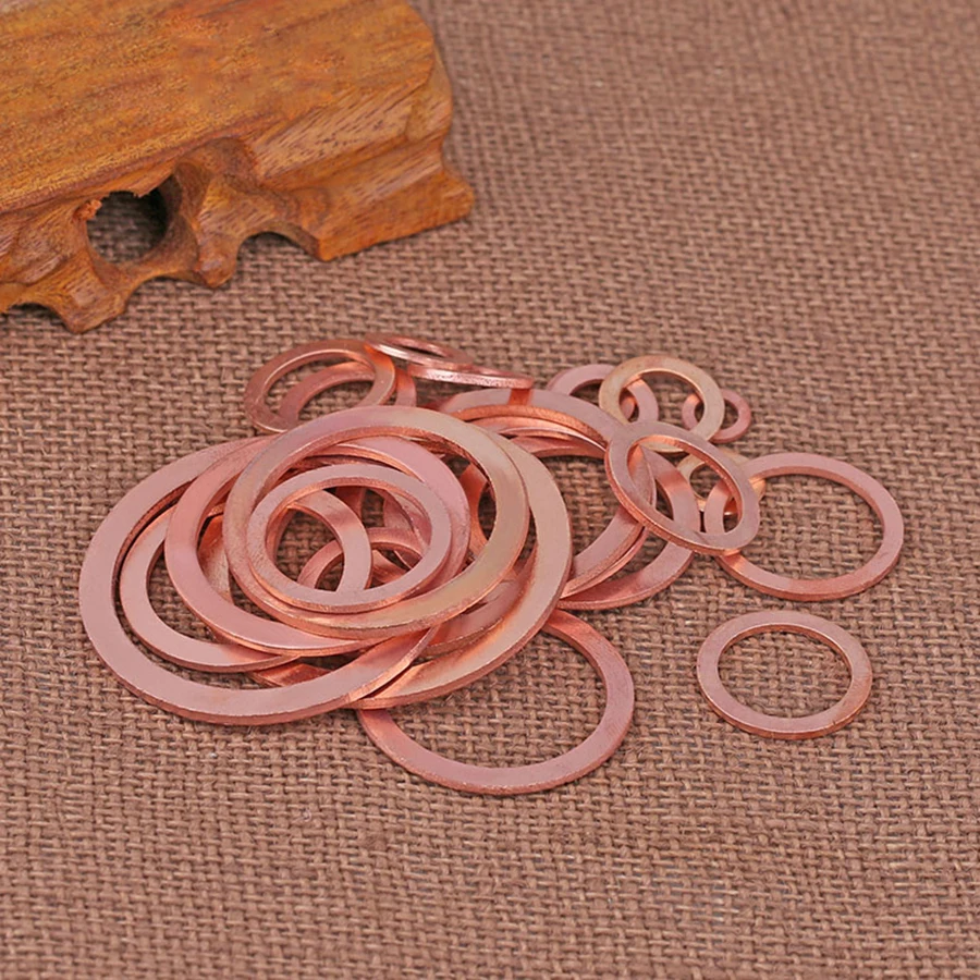 

10PCS/Pack 2mm Thickness M4 5 6 7 8 10 12 14 15 16 17 18 20 21 22 24 25 26mm Copper Washer Solid Gasket Sump Plug Oil Seal