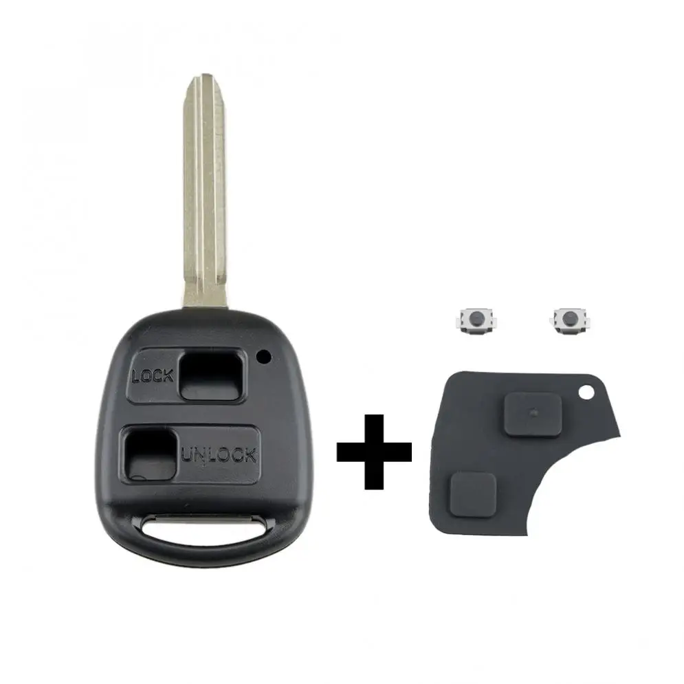 

1pcs 2 Buttons Car Remote Key Shell Replacement with TOY43 Blade / Rubber Button Pad and 2 Micro Switches fit for Toyota