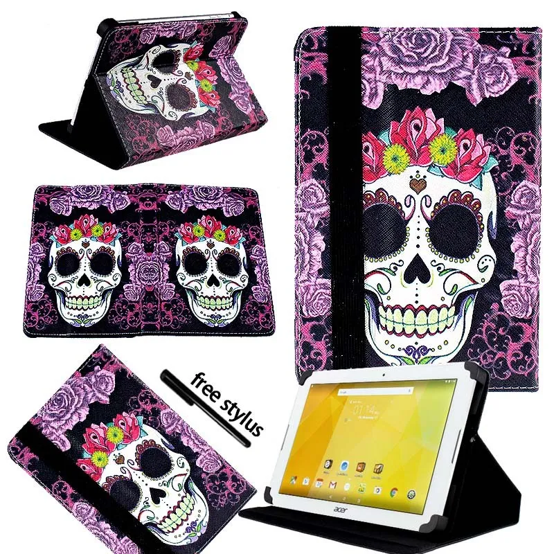 Purple Skull KK&LL для acer Iconia One 10 B3-10 B3-A20 A30 A40 A40FHD A50 A50FHD-кожаный чехол-подставка для планшета+ Бесплатный стилус - Цвет: Purple Skull