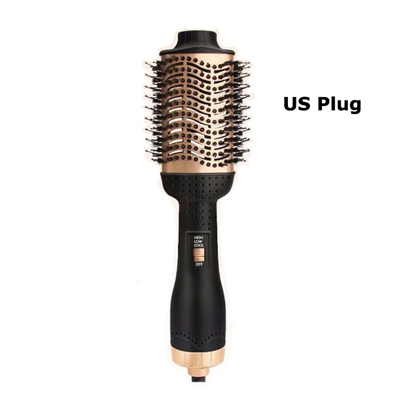 US Plug Одношаговый фен для волос и объемная щетка премиум класса с горячим воздухом 3 в 1 выпрямитель для волос с отрицательными ионами/Culer 3 установка тепла влажная/сухая использование - Цвет: US Plug
