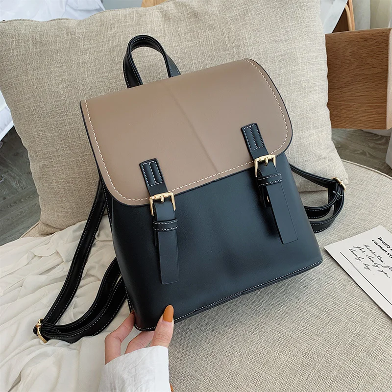 Autumn and winter women's bag high quality PU stitching color fashion hand student Messenger bags discount | Багаж и сумки