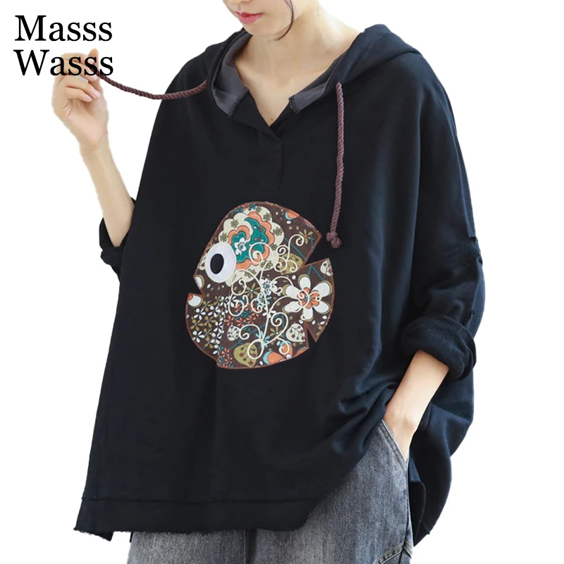 

Женская винтажная кофта Masss Wasss, элегантная повседневная кофта с принтом, уличная одежда в китайском стиле, осень 2021