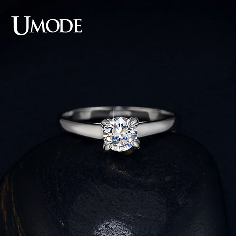 Женское Обручальное Кольцо UMODE белое золото ювелирное изделие с фианитом