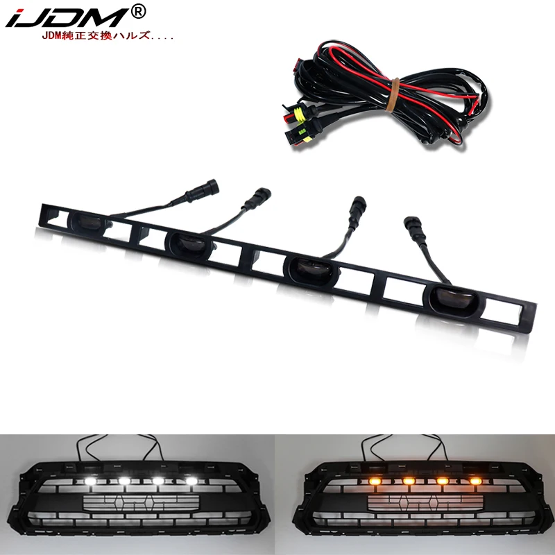 IJDM 4 шт. набор передний бампер Капот Решетка Светодиодный Янтарный Белый свет для