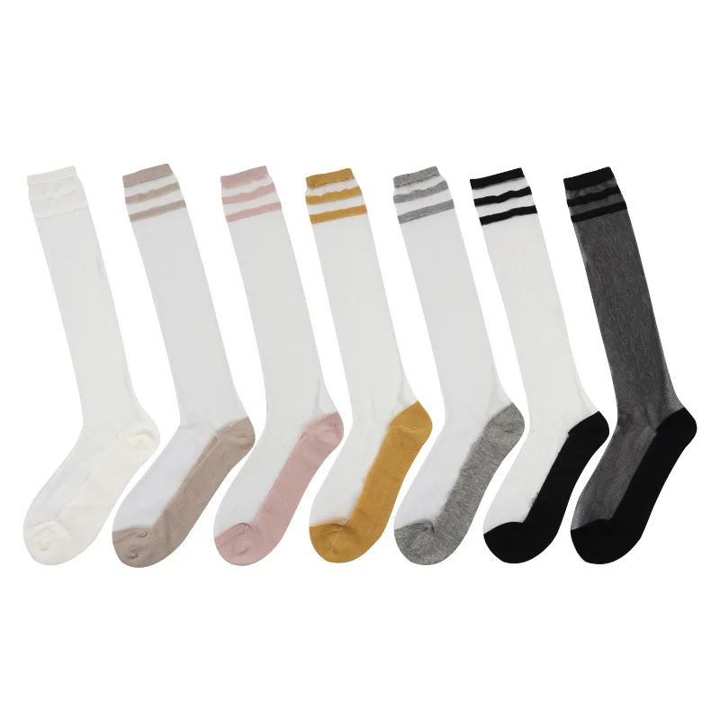 Женские Длинные сетчатые носки DONG AI Белые Повседневные прозрачные хлопковые из