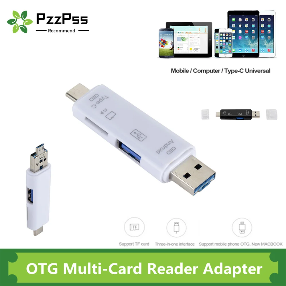 

PzzPss OTG USB Card Reader Type-C&MicroUSB&USB3.0 All-In-1 High-speed OTG TF/USB for Android Computer Extension Headers