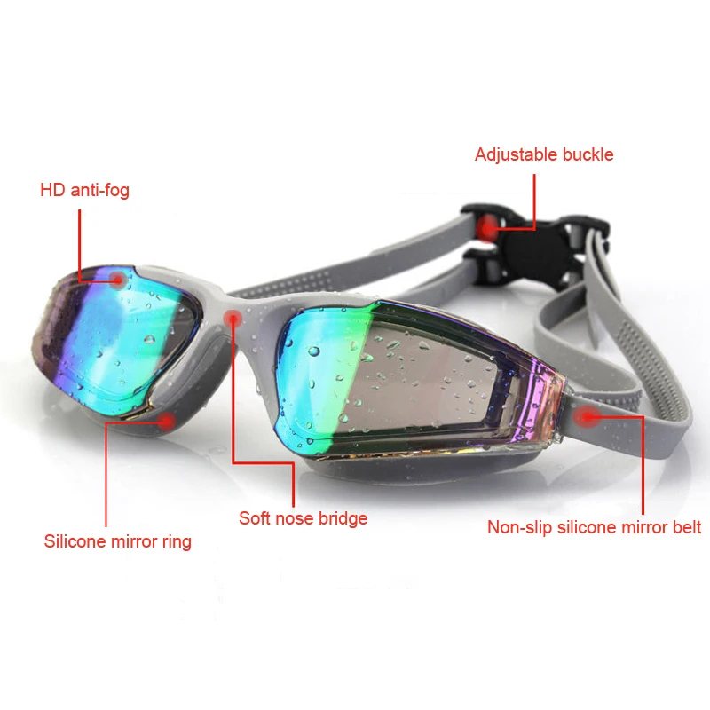 Профессиональные очки для плавания с красочным покрытием противотуманные