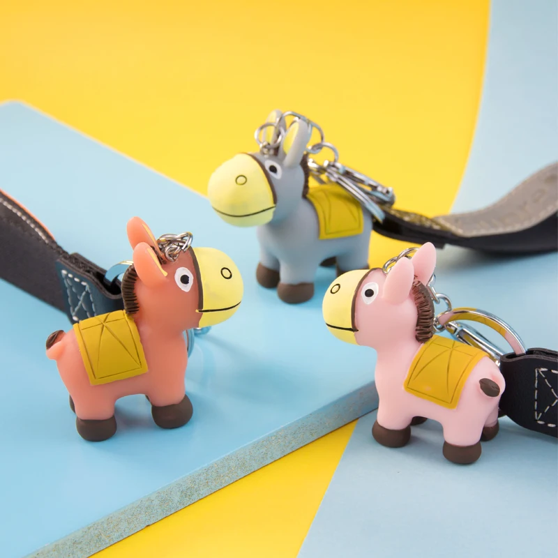 Горячая полимерный Ослик металический брелок для ключей с коричневый серый