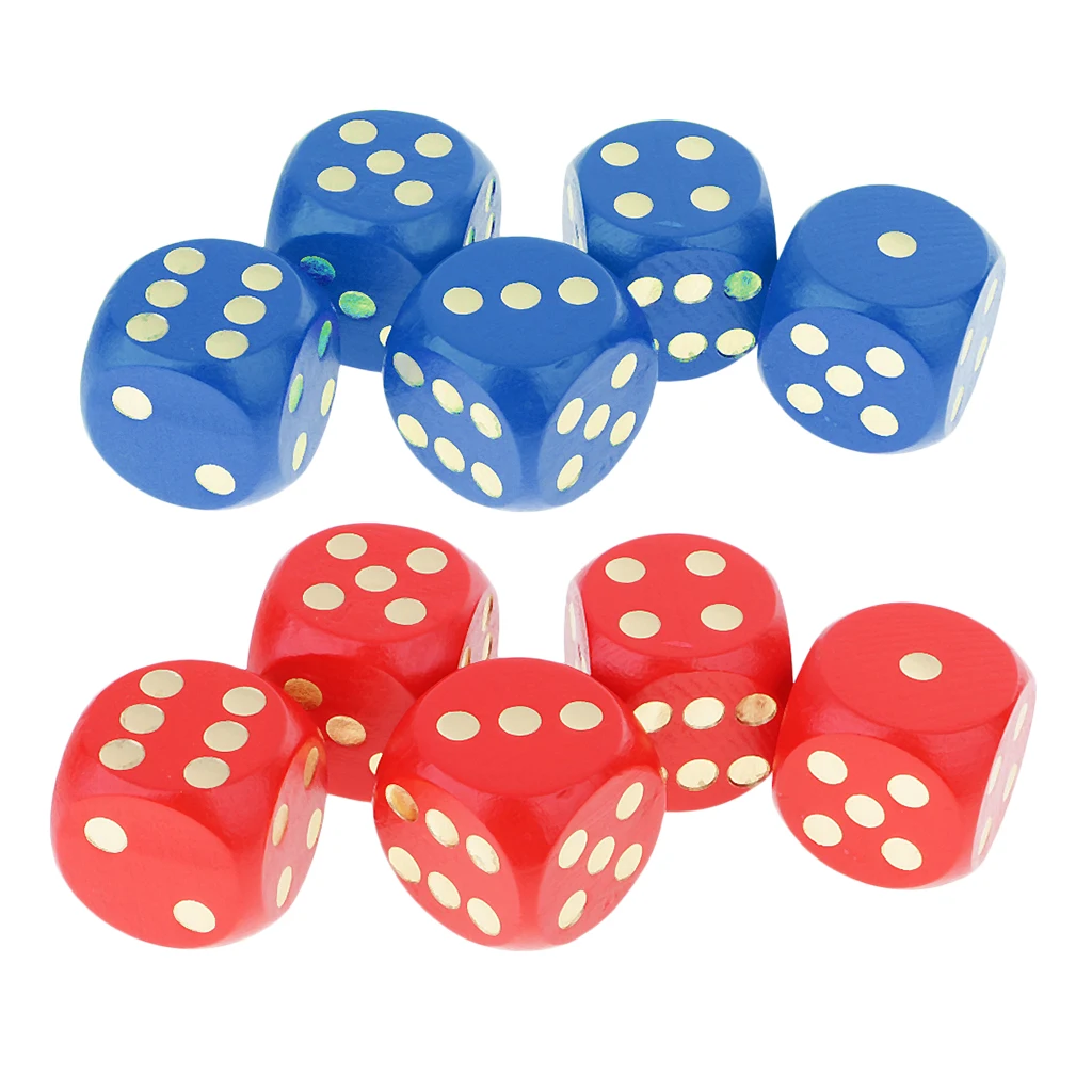 10Pcs Dotted Dice 6 Sided D6 Wooden Block Dices for Party MTG DND Role Playing Game Toy | Спорт и развлечения