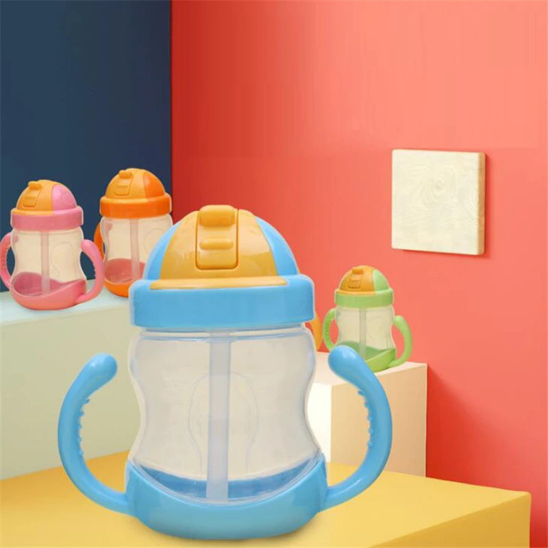 

280ml Baby Training Drinking Cup Horn Handle Shape Children Kettle Sippy Cup PP Waterproof Training Cup Bottle
