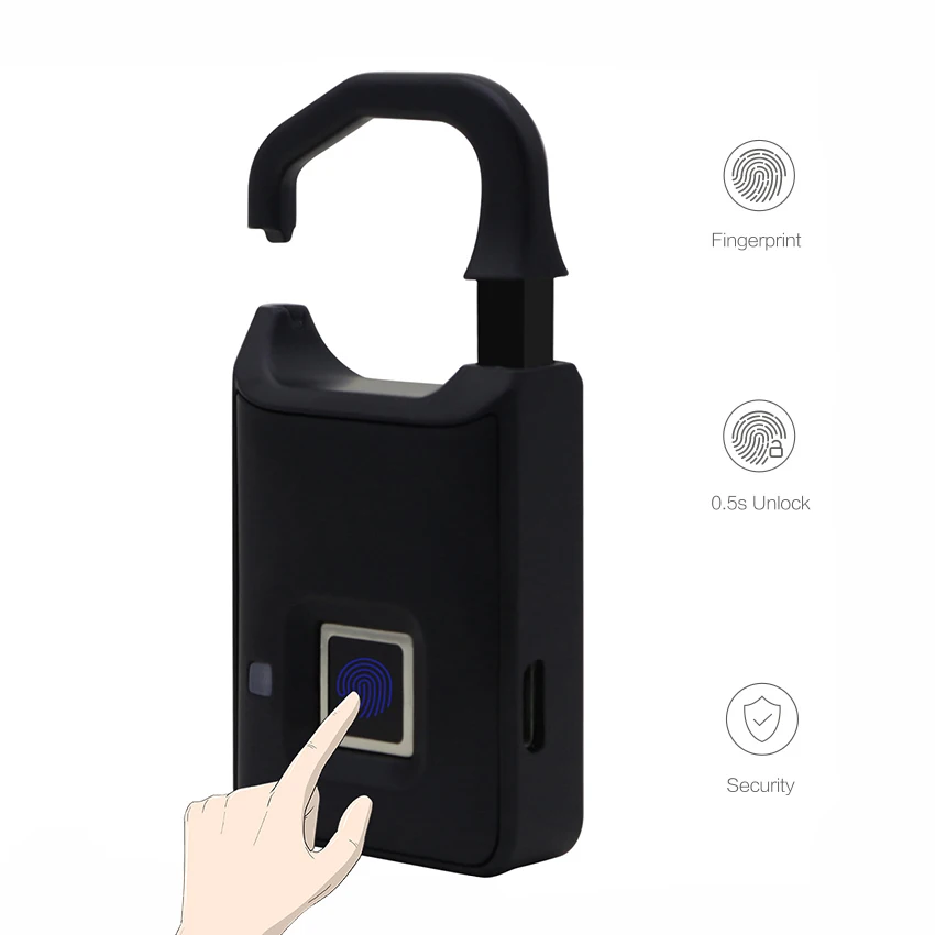 

Aimitek Thumbprint Door Lock Biometric Smart Fingerprint Padlock USB Rechargeable Quick Unlock for Locker Cabinet Luggage Case