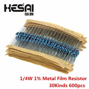 600 шт.компл. 30 видов Сопротивление 1% Вт, резистор в металлической пленке, набор в ассортименте, резисторы 1K 10K 100K 300 Ом 1M шт.компл.