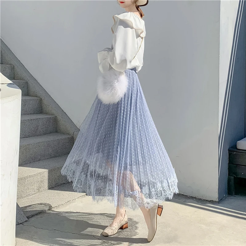 Lucyever элегантная женская сетчатая юбка с эластичной высокой талией