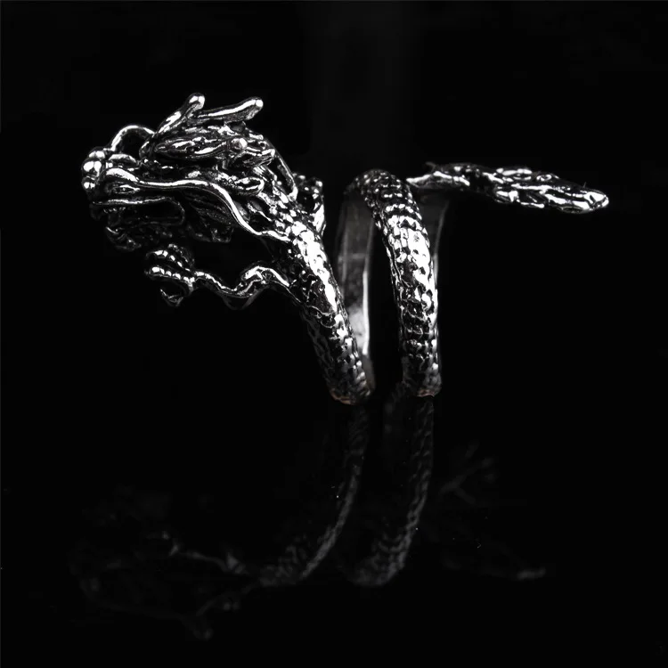 

New Hot Cool Opening Rings Unisex Ring Men Women Jewelry Adjustable Sterling Dragon Ring Good Gifts Alloy Animal Metal Unisex