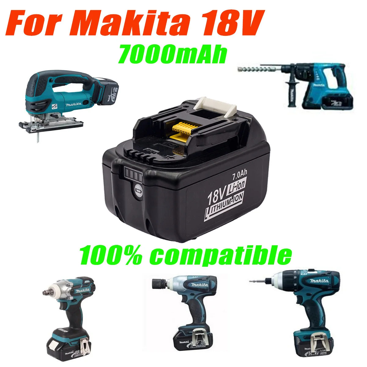 

Upgrade Makita 18V Tool Lithium Ion Battery 7000mAh, Compatible with BL1860 BL1850 BL1840 BL1830 BL1815 BL1820 BL1845B BL1835B