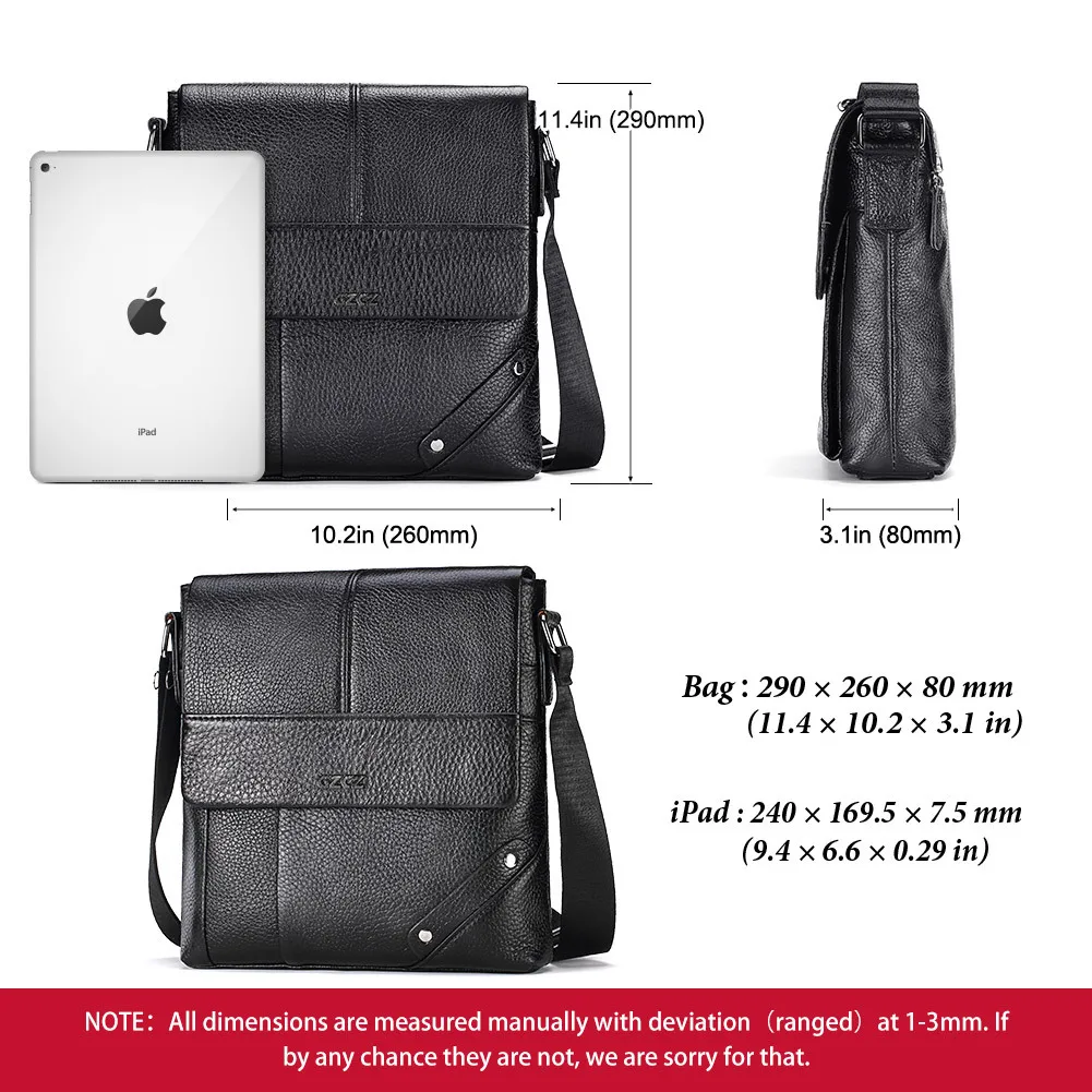 GZCZ Casual Men`s Shoulder Bag 100% Genuine Leather Men Menssenger Vintage Crossbody Cow |