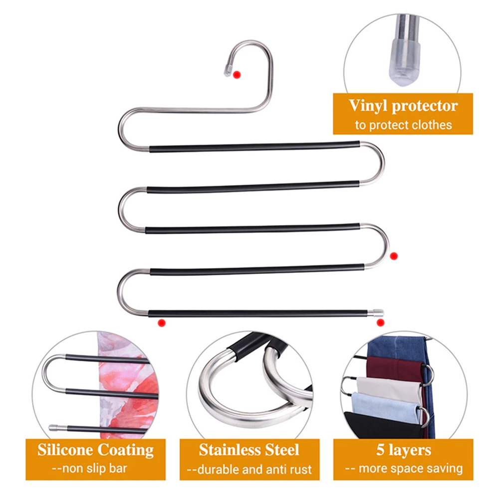 Trouser Hanger Hangers S-Type Clothes Pants Non-Slip Closet Organizer For Scarf Jeans Trousers Towels | Дом и сад