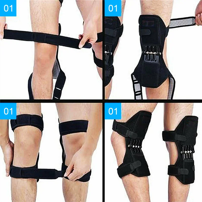 

1/2PC Joint Support Knee Pads Knee Patella Strap Non-slip Power Knee Stabilizer Pads Lift Spring Force Knee Booster Tendon Brace