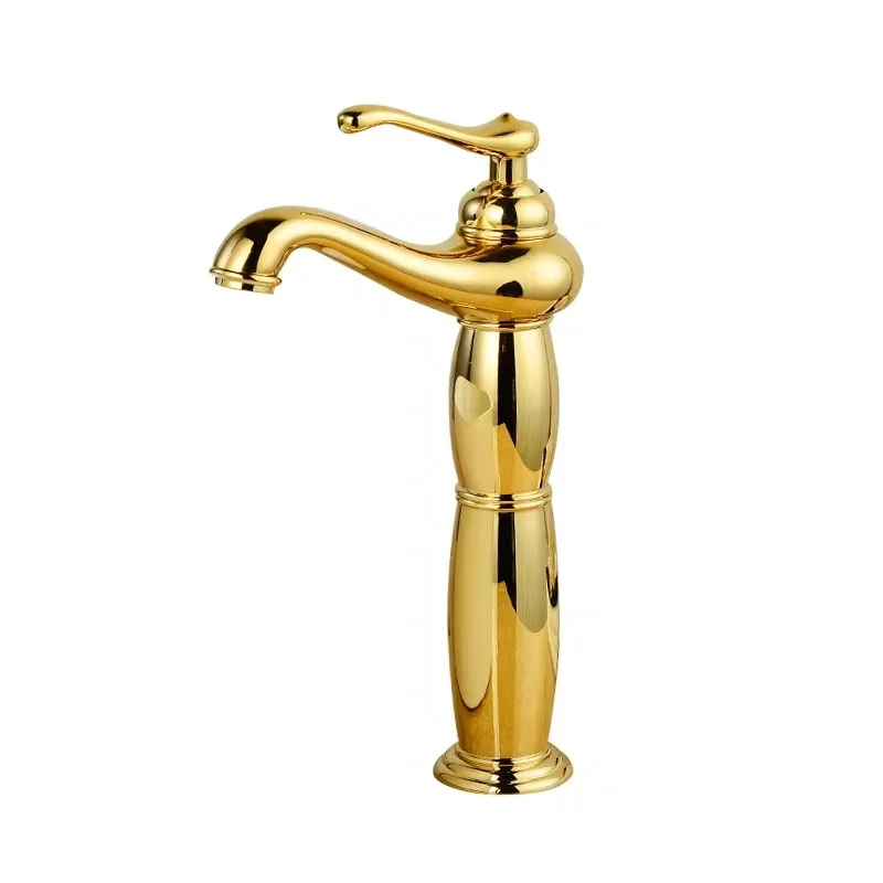 

1pc Bathroom Gold Basin Faucet Solid Brass Mixer Tap with Ceramic Plate Spool Single Handle Water Mixer Taps Bath Crane