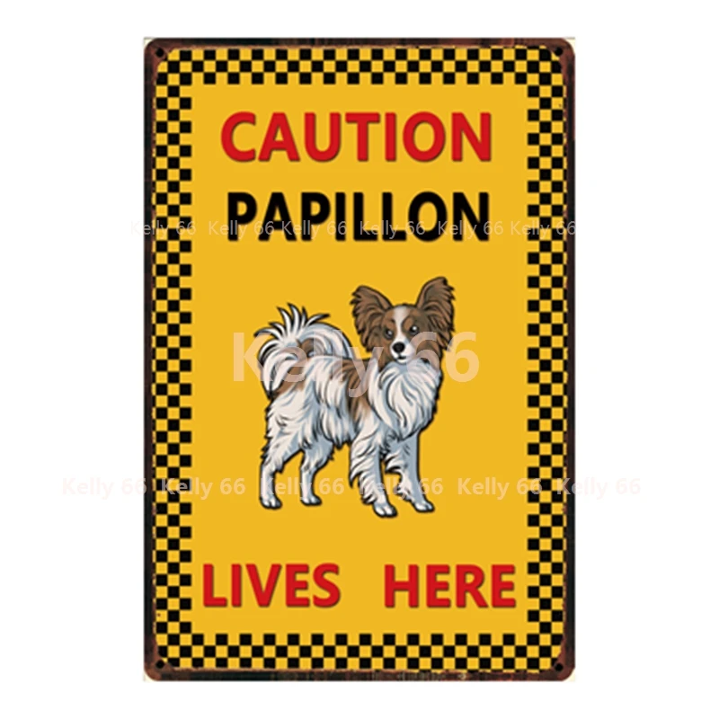 [Kelly66] собака осторожность борзая Акита дальтянь Мопс живет здесь Металлический