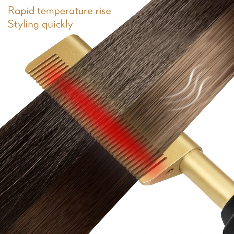 Профессиональный Выпрямитель для волос горячий нагрев гребень Гладкий утюжок