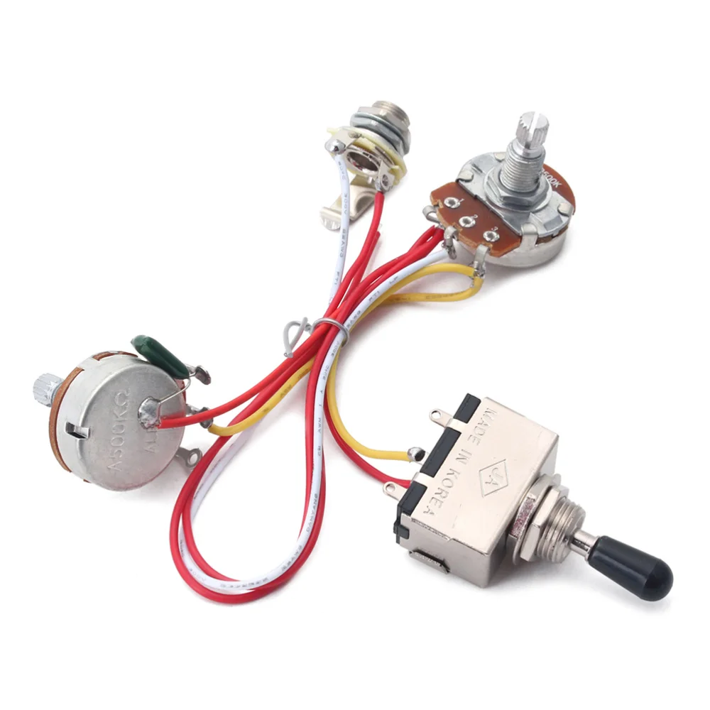 

Electric Guitar Wiring Harness Kit 3 Way Toggle Switch 1 Volume 1 Tone 500K Pots for LP Guitar GU202 (Silver)