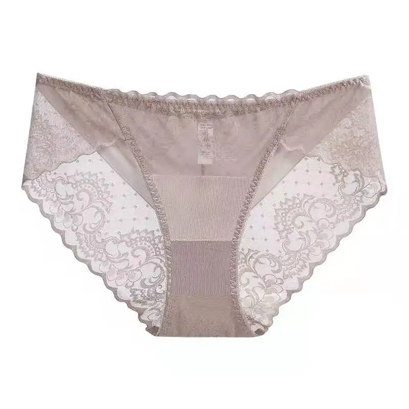 

European code seamless sexy lace panties women's fat jacquard women's low-waist briefs available on Amazon OEM