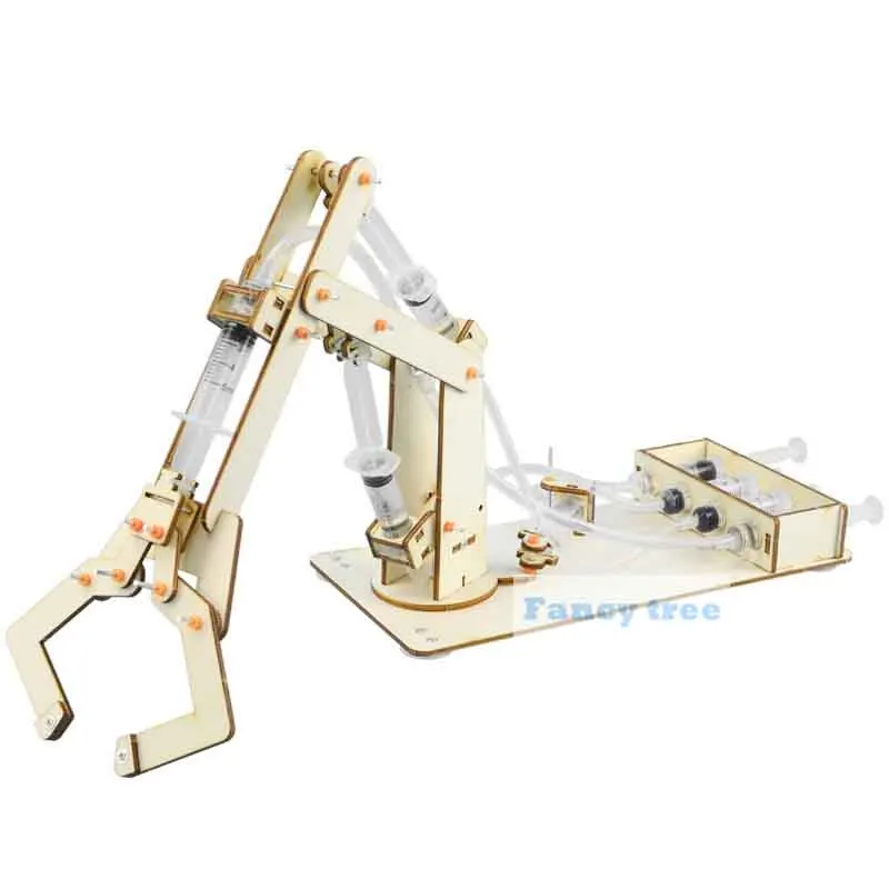 

science Creative Tecnologiadiy diy kit wooden Four-channel hydraulic mechanical arm (large size) small production steam toys