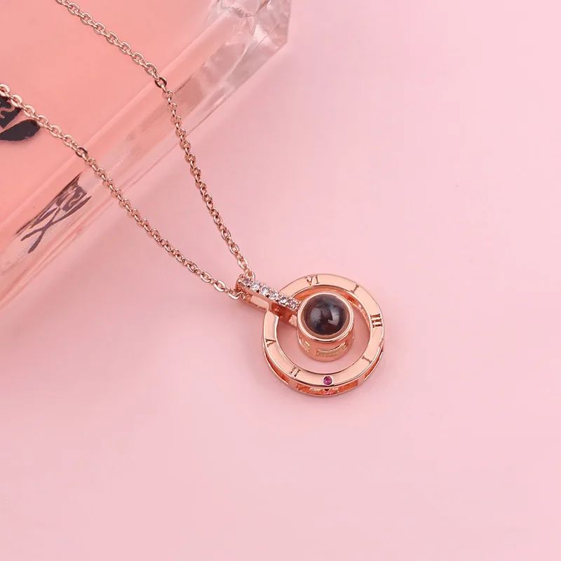 

Valentines Gift for Women 100 Languages I Love You Projection Pendant Necklace Romantic Love Memory Wedding Gifts for Guests