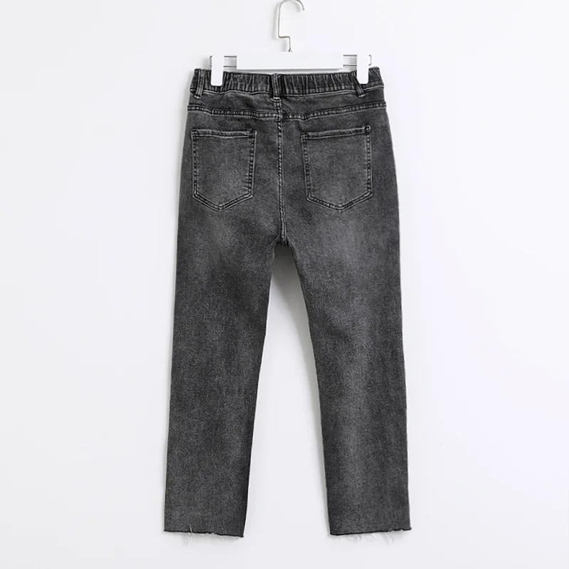 Женские джинсы контрастного цвета размера плюс повседневные Прямые брюки с