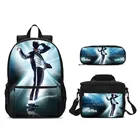 Детские школьные ранцы с контейнером для еды, модный школьный рюкзак для мальчиков-подростков, шт.компл., набор школьных сумок с Майклом Джексоном