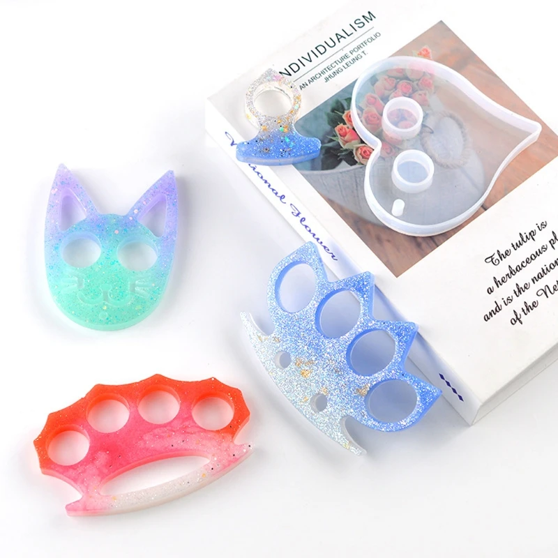 2Pcs DIY Self-Defense Finger Keychain Mold Epoxy Resin Anti-Wolf Knuckles Keyring Silicone Mould Jewelry Tool | Украшения и