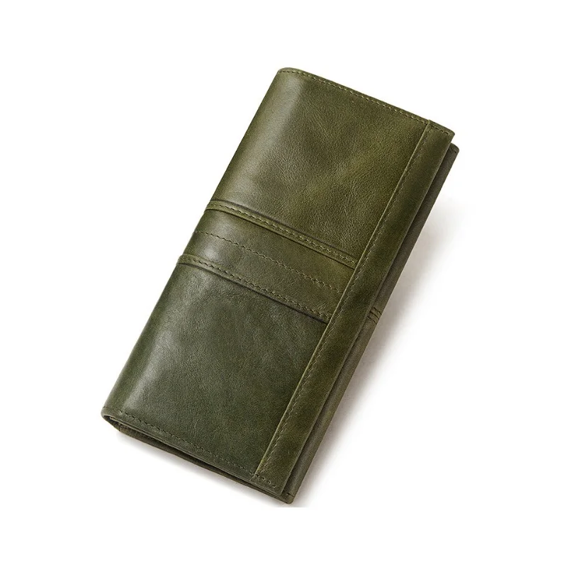 Green Женский кошелек из натуральной кожи, женские модные кошельки, кошелек для монет, Длинные кошельки для ID карт, кошельки для сотового телефона, карман для монет, сумка для денег, Portomonee - Цвет: Green