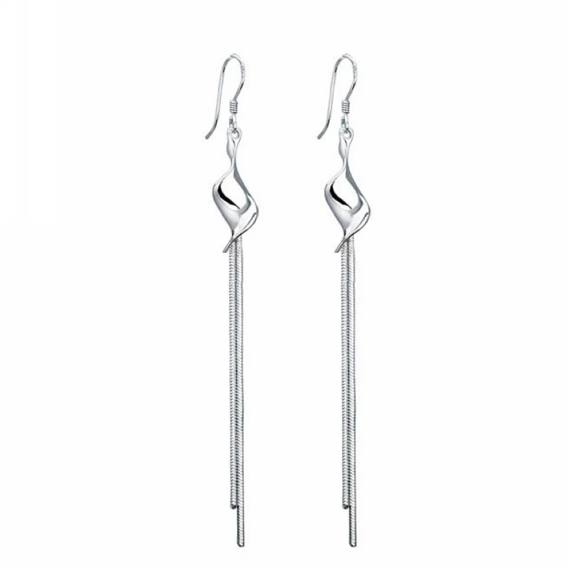 Модные женские Серьги серебряного цвета крупные витые серьги с кисточками