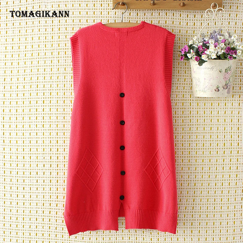 Женский свитер жилет вязаный Топ красные пуловеры с треугольным вырезом на