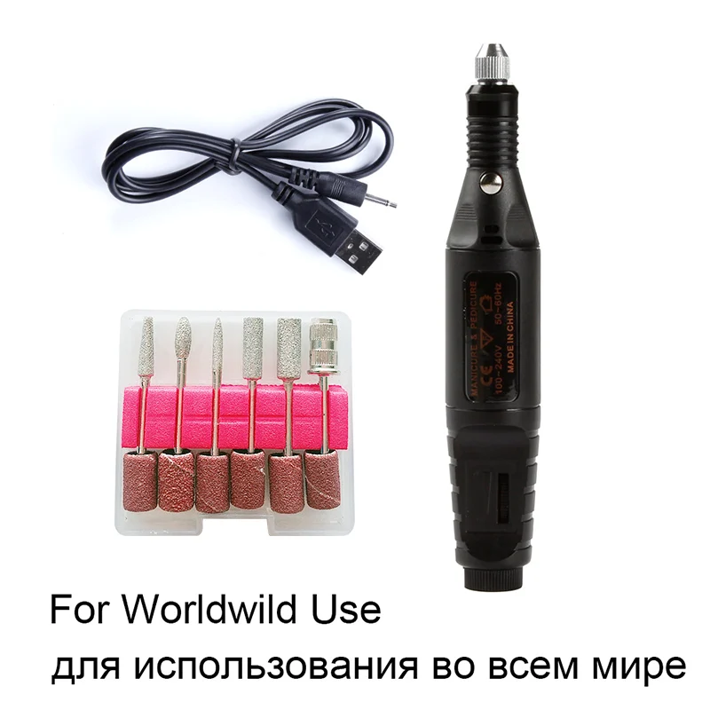 Электрический аппарат для маникюра USB кабель для удаления кутикулы Гель инструмент для ногтей фрезерные сверла шлифовальные фрезы педикюрный станок - Цвет: GJ5053DUSB