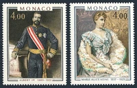 2pcsset new monaco post stamp 1980 royal painting engraving stamps mnh